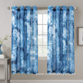 Manual Tie Dye Linen Semi Sheer Blue Curtains